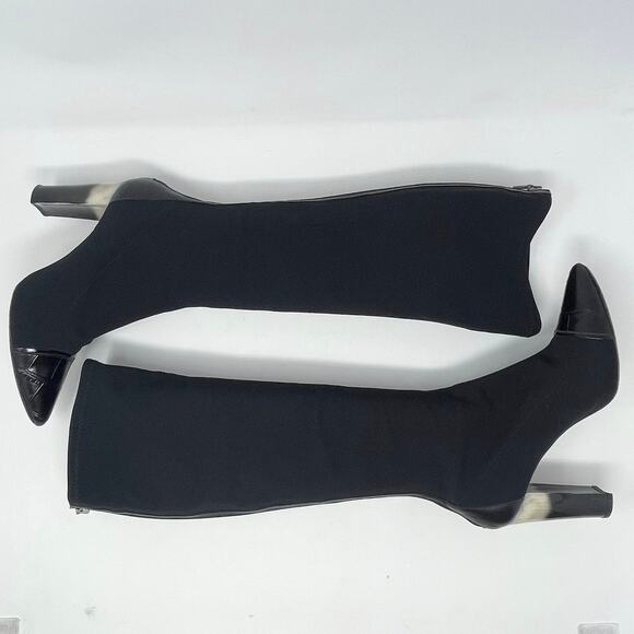 Donald J‎ Pliner Benne-D Boot Womens 9 Black Crepe Fabric Elastic 3.5" Heel M090 - Picture 8 of 9